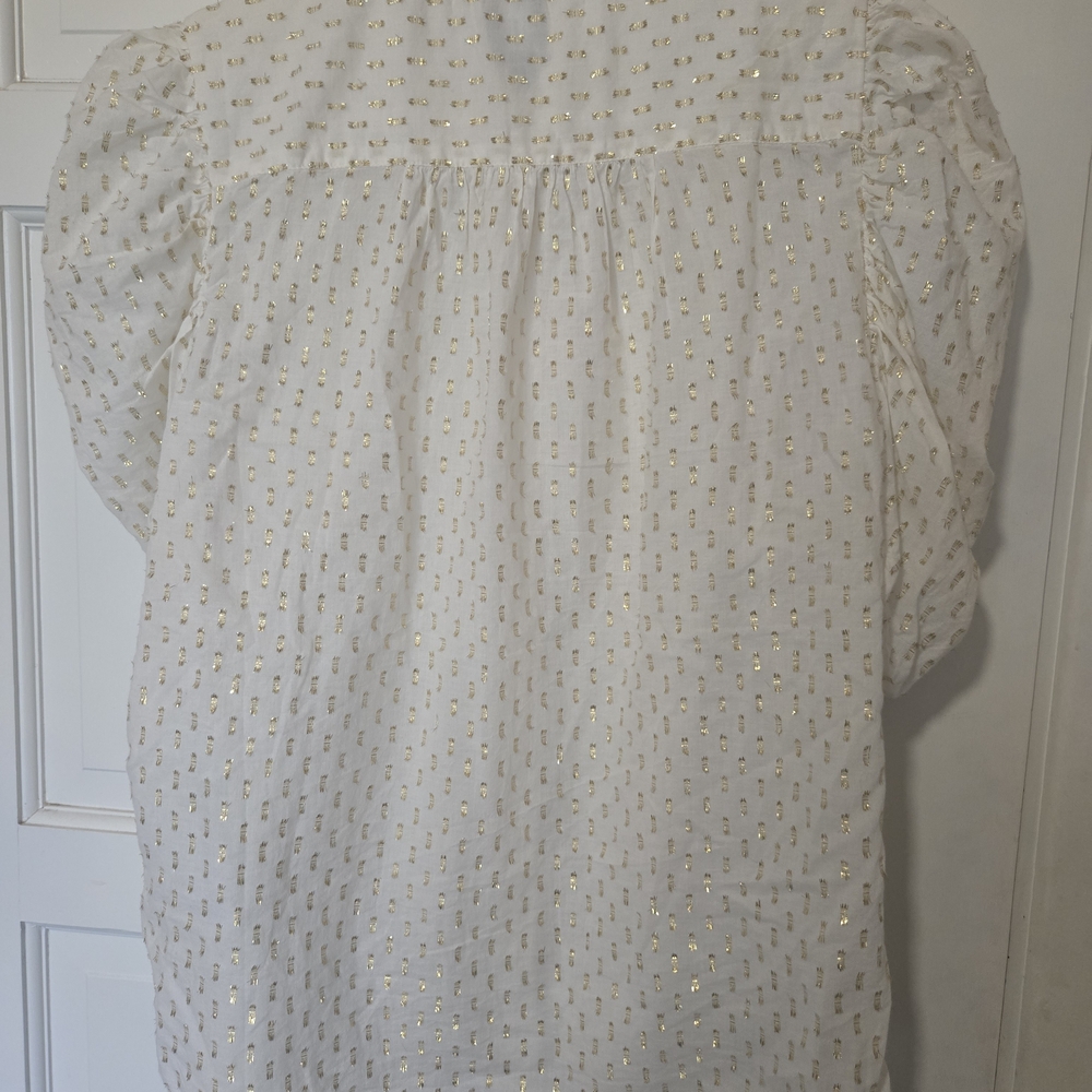 💚GAP Cream Blouse with Gold Foil Dot Accents - Picture 7 of 8